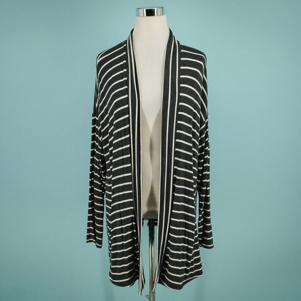 Market & Spruce Stitch Fix Size 2X Zaza Gray White Stripe Open Tunic Cardigan